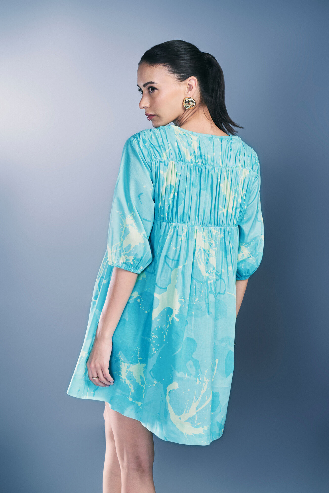 Turquoise Diaries Cotton Dress, Turquoise, image 6
